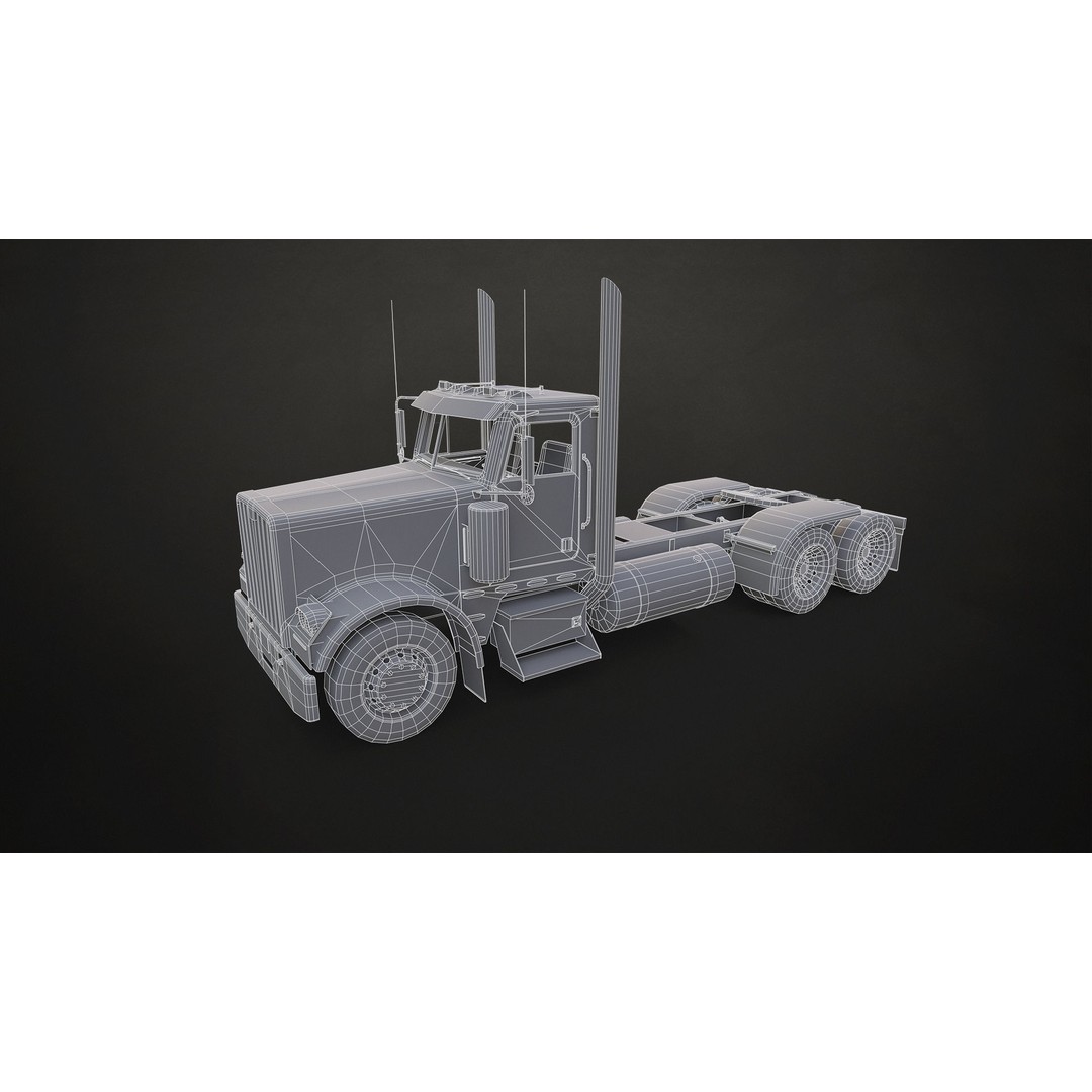 Semi Truck Day Cab 3D Model – Low Poly Game Ready Asset, FBX - View 15