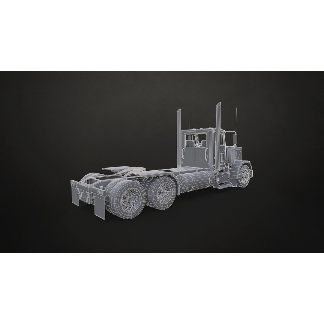 Semi Truck Day Cab 3D Model – Low Poly Game Ready Asset, FBX - View 16