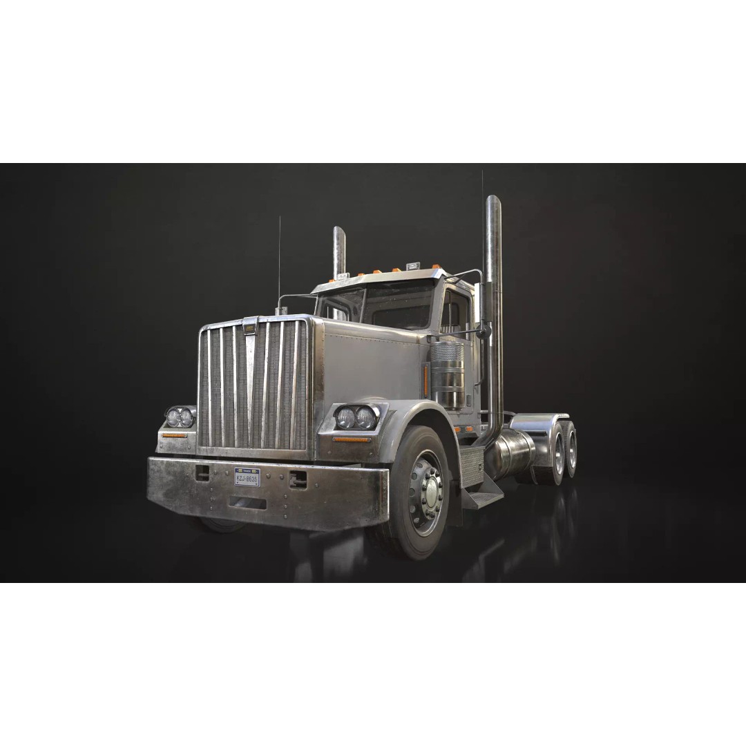 Semi Truck Day Cab 3D Model – Low Poly Game Ready Asset, FBX - View 2