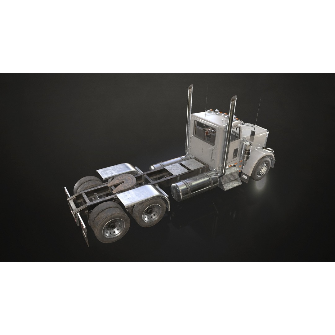 Semi Truck Day Cab 3D Model – Low Poly Game Ready Asset, FBX - View 4