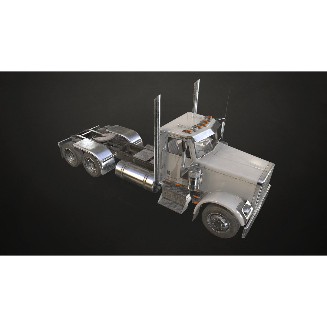 Semi Truck Day Cab 3D Model – Low Poly Game Ready Asset, FBX - View 5