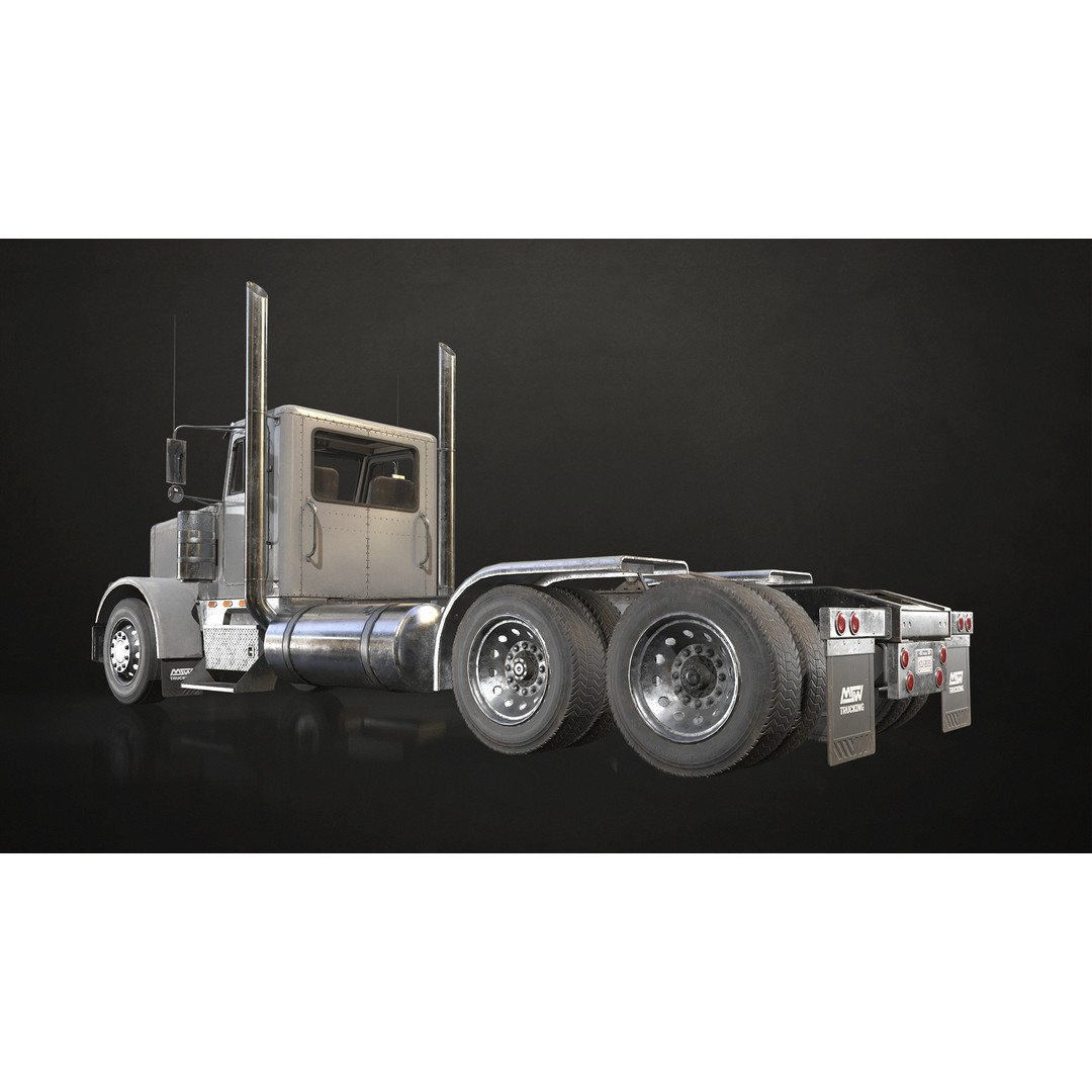 Semi Truck Day Cab 3D Model – Low Poly Game Ready Asset, FBX - View 6