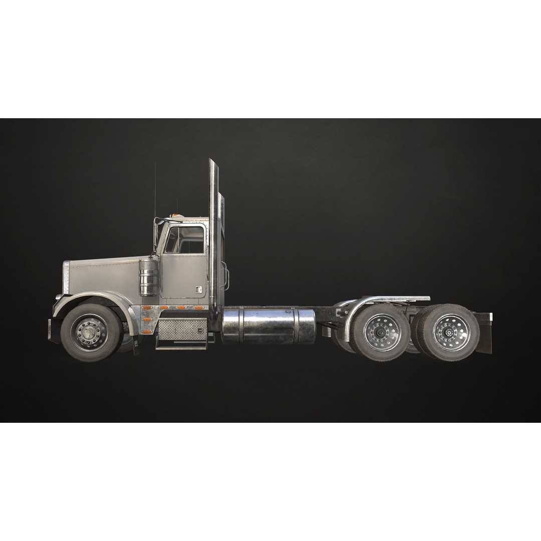 Semi Truck Day Cab 3D Model – Low Poly Game Ready Asset, FBX - View 7