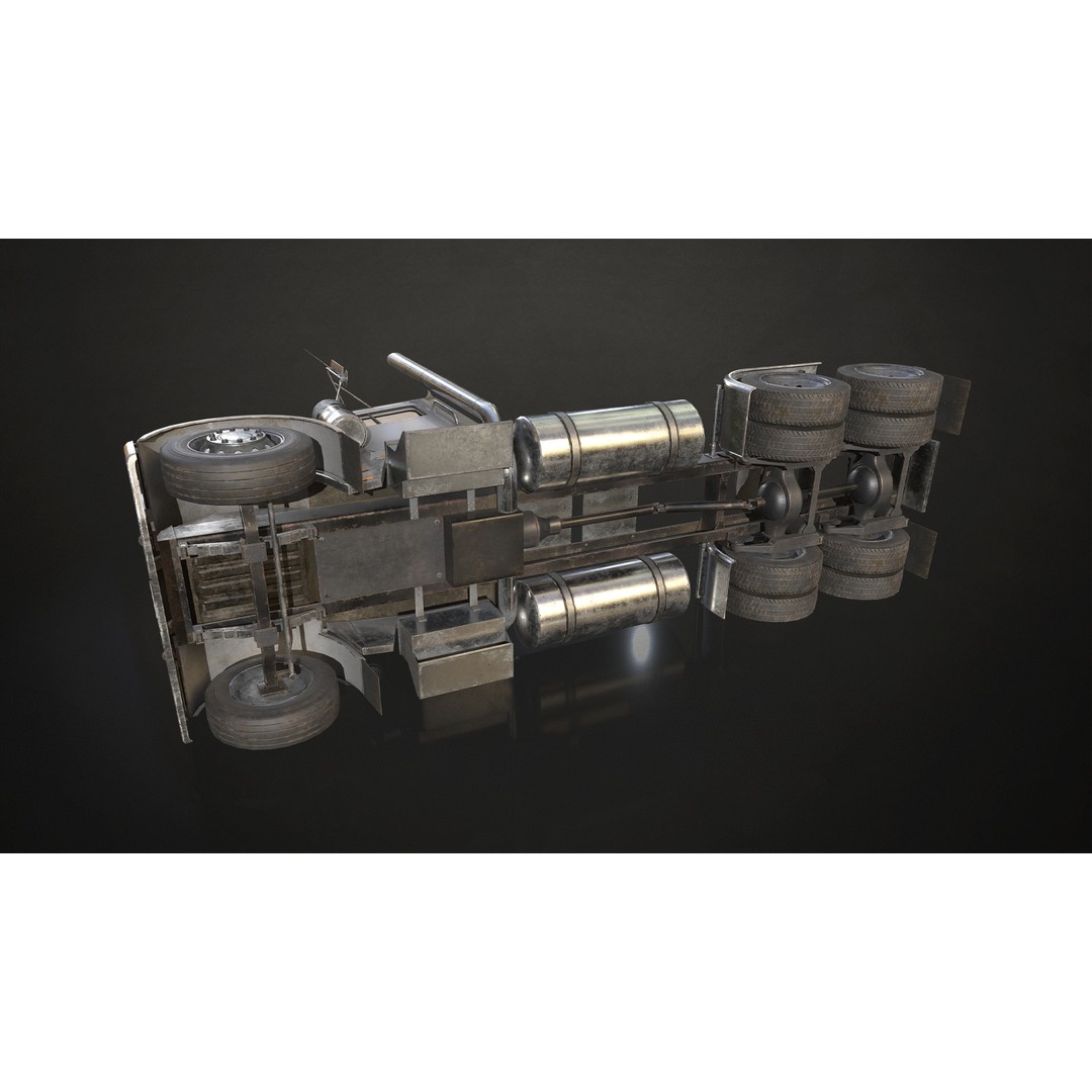 Semi Truck Day Cab 3D Model – Low Poly Game Ready Asset, FBX - View 8