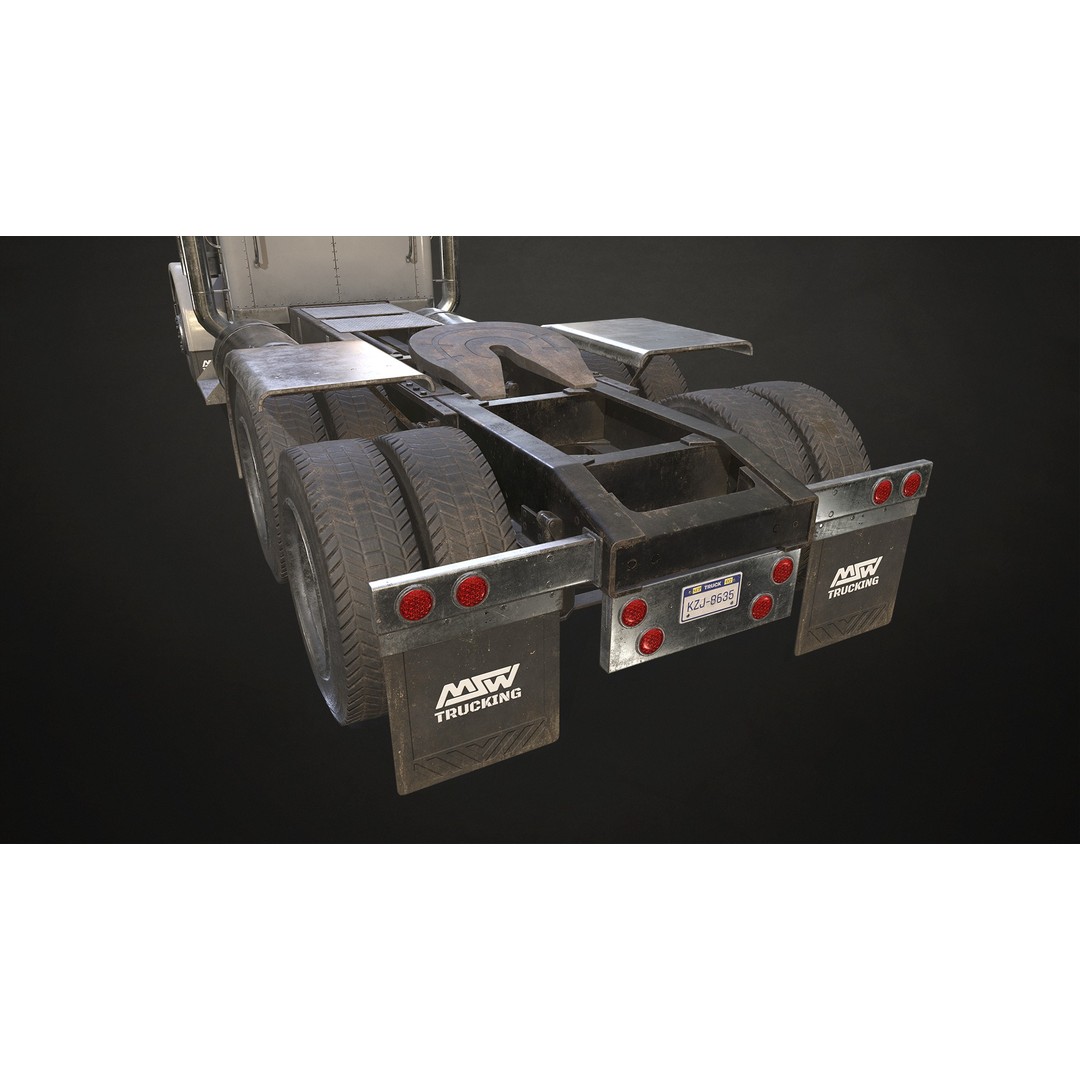 Semi Truck Day Cab 3D Model – Low Poly Game Ready Asset, FBX - View 9