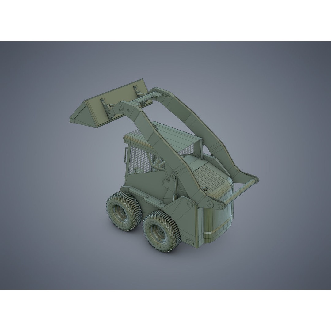 Skid-Steer Loader 3D Model – Low Poly Game Asset, FBX, PBR