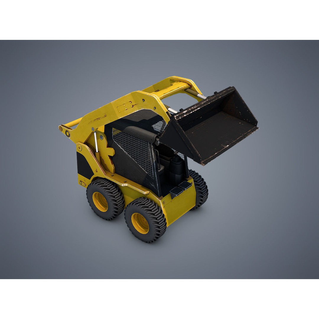 Skid-Steer Loader 3D Model – Low Poly Game Asset, FBX, PBR - View 10