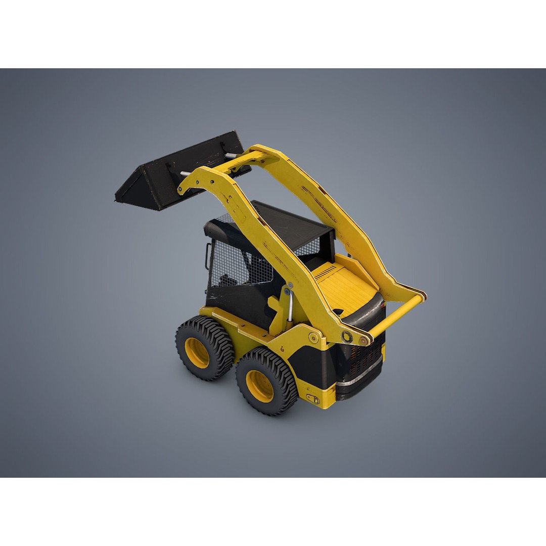 Skid-Steer Loader 3D Model – Low Poly Game Asset, FBX, PBR - View 11
