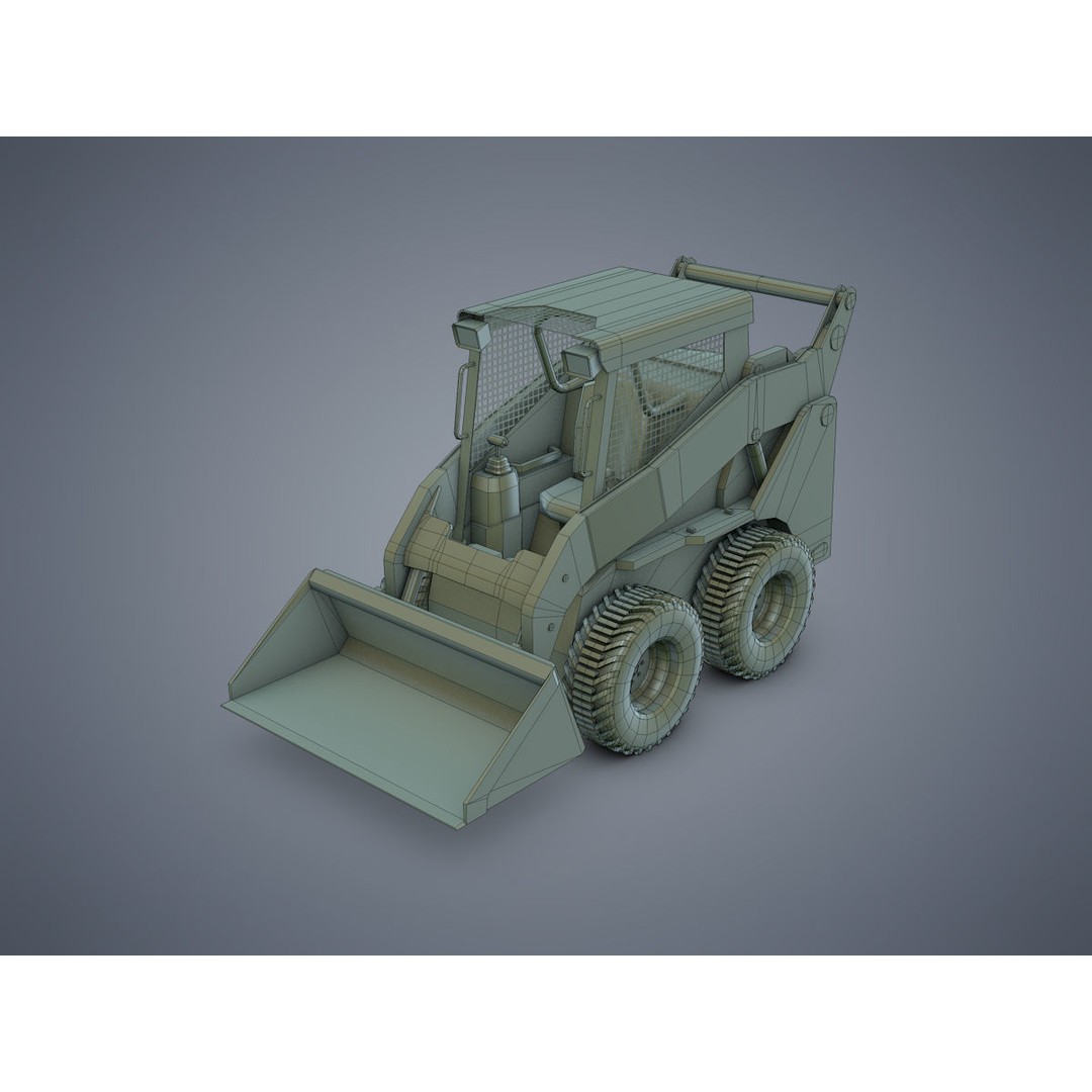 Skid-Steer Loader 3D Model – Low Poly Game Asset, FBX, PBR - View 12