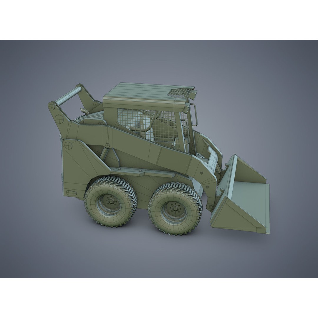 Skid-Steer Loader 3D Model – Low Poly Game Asset, FBX, PBR - View 14