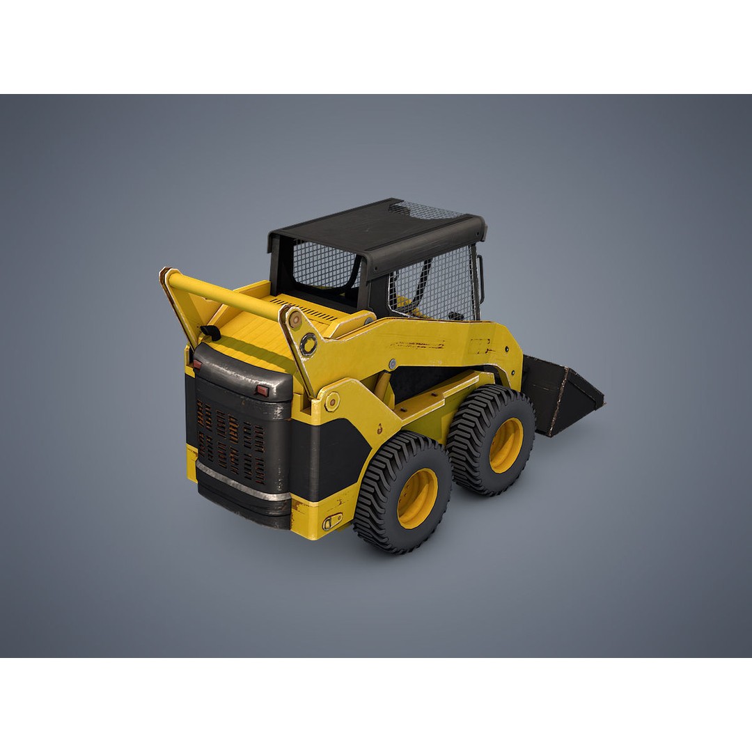 Skid-Steer Loader 3D Model – Low Poly Game Asset, FBX, PBR - View 3
