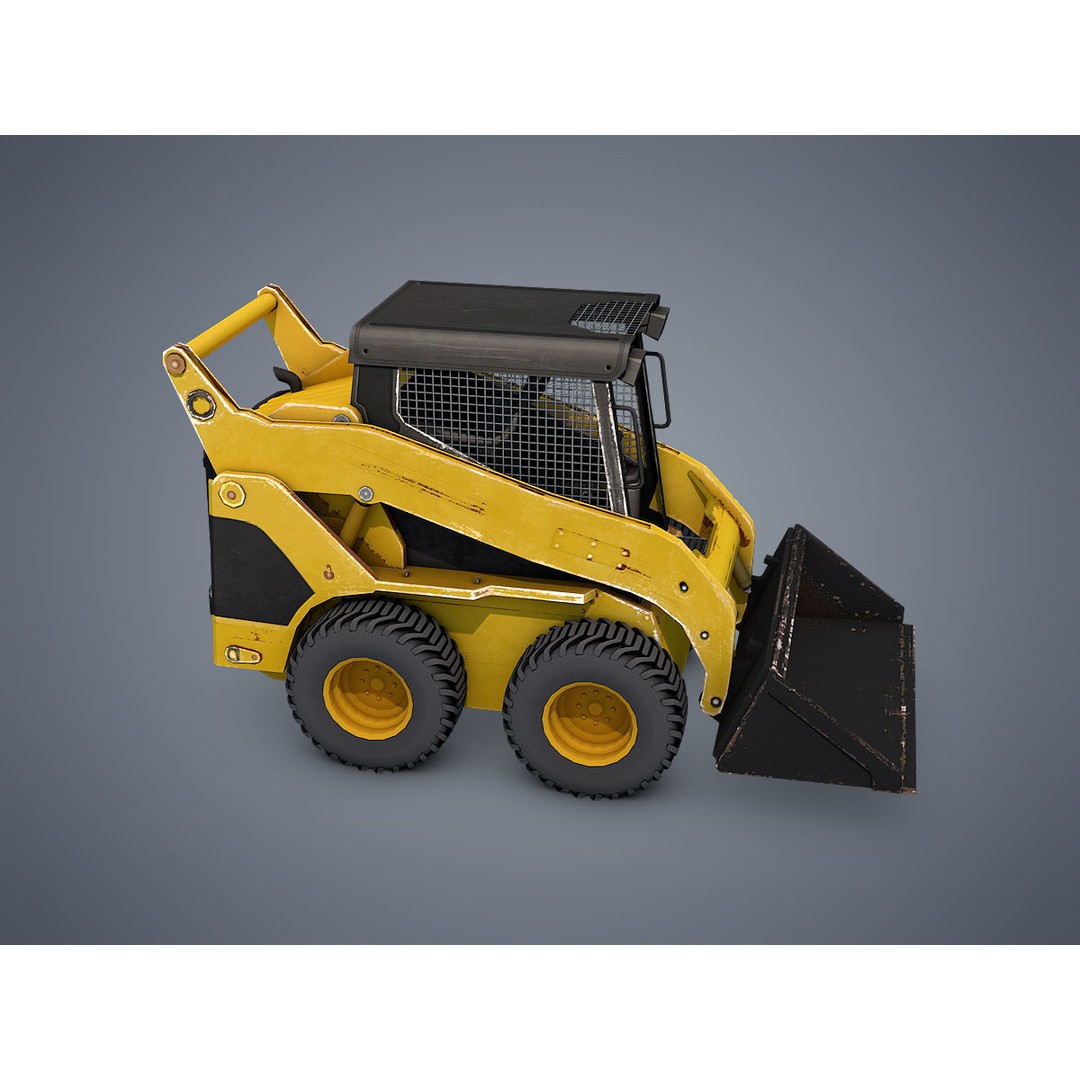Skid-Steer Loader 3D Model – Low Poly Game Asset, FBX, PBR - View 4