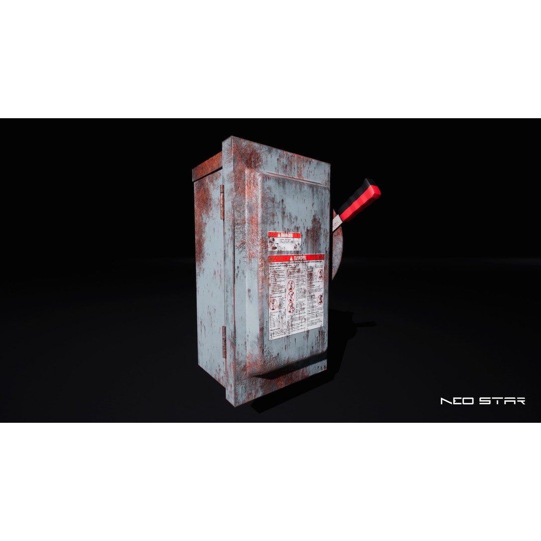 Rusty Electrical Boxes 3D Model – Low Poly Industrial Props, FBX - View 6