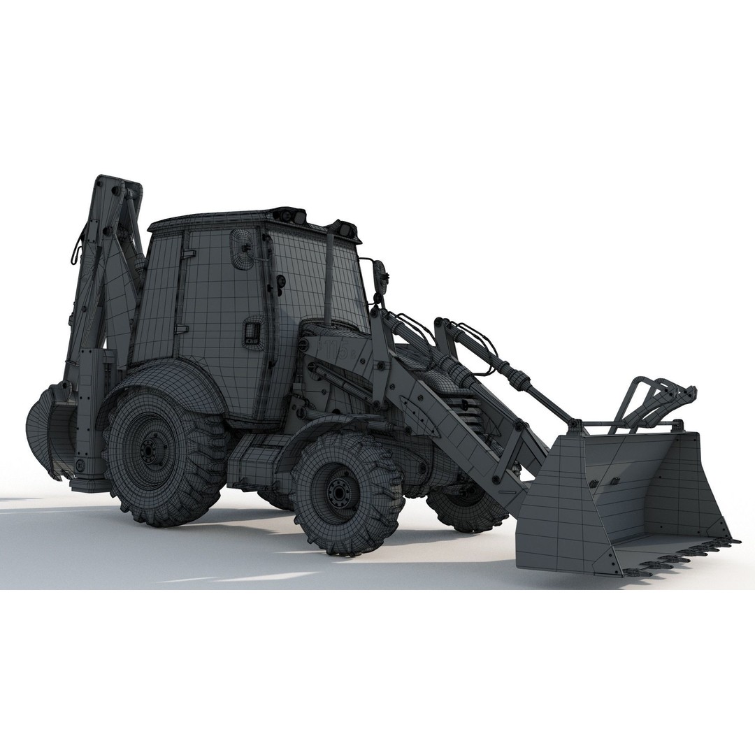 New Holland B115B Backhoe Loader 3D Model – High Poly, Vray Materials - View 11
