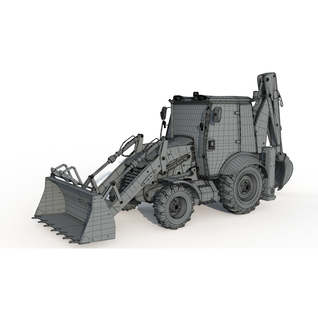 New Holland B115B Backhoe Loader 3D Model – High Poly, Vray Materials - View 12