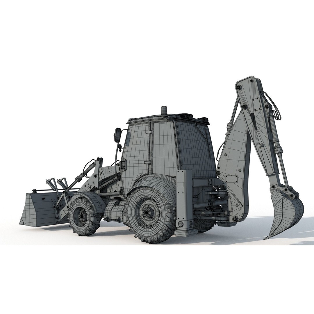 New Holland B115B Backhoe Loader 3D Model – High Poly, Vray Materials - View 13