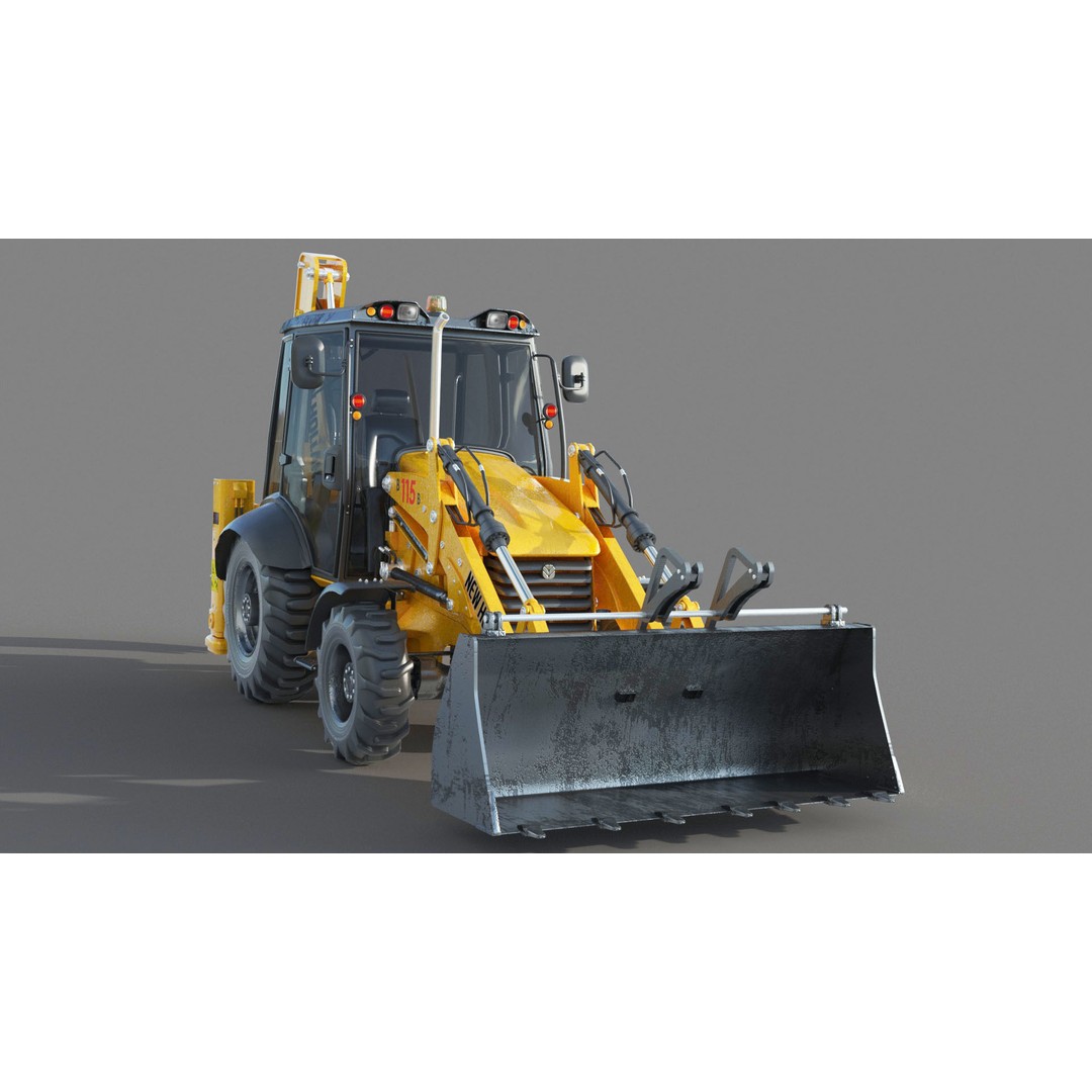 New Holland B115B Backhoe Loader 3D Model – High Poly, Vray Materials - View 5