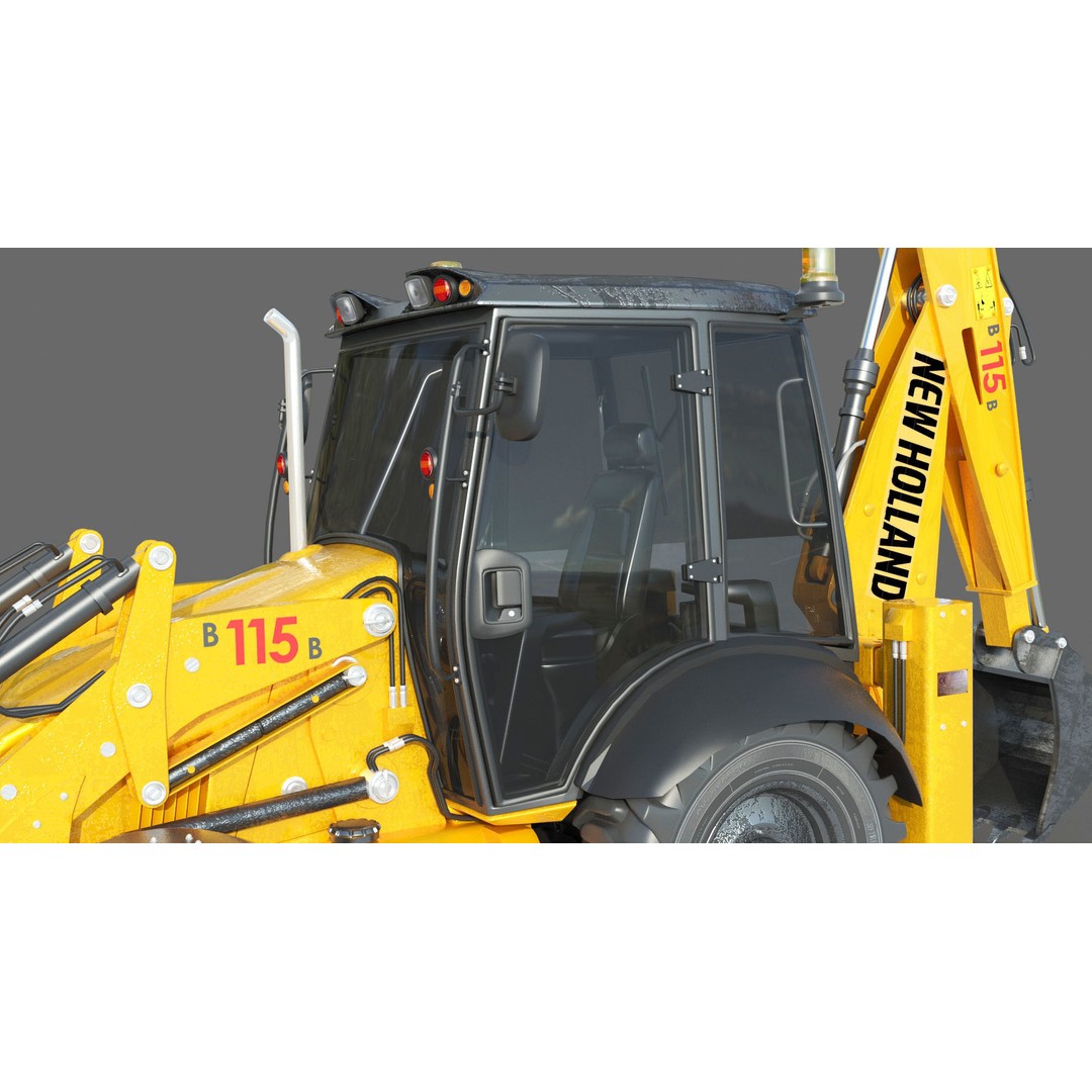 New Holland B115B Backhoe Loader 3D Model – High Poly, Vray Materials - View 9