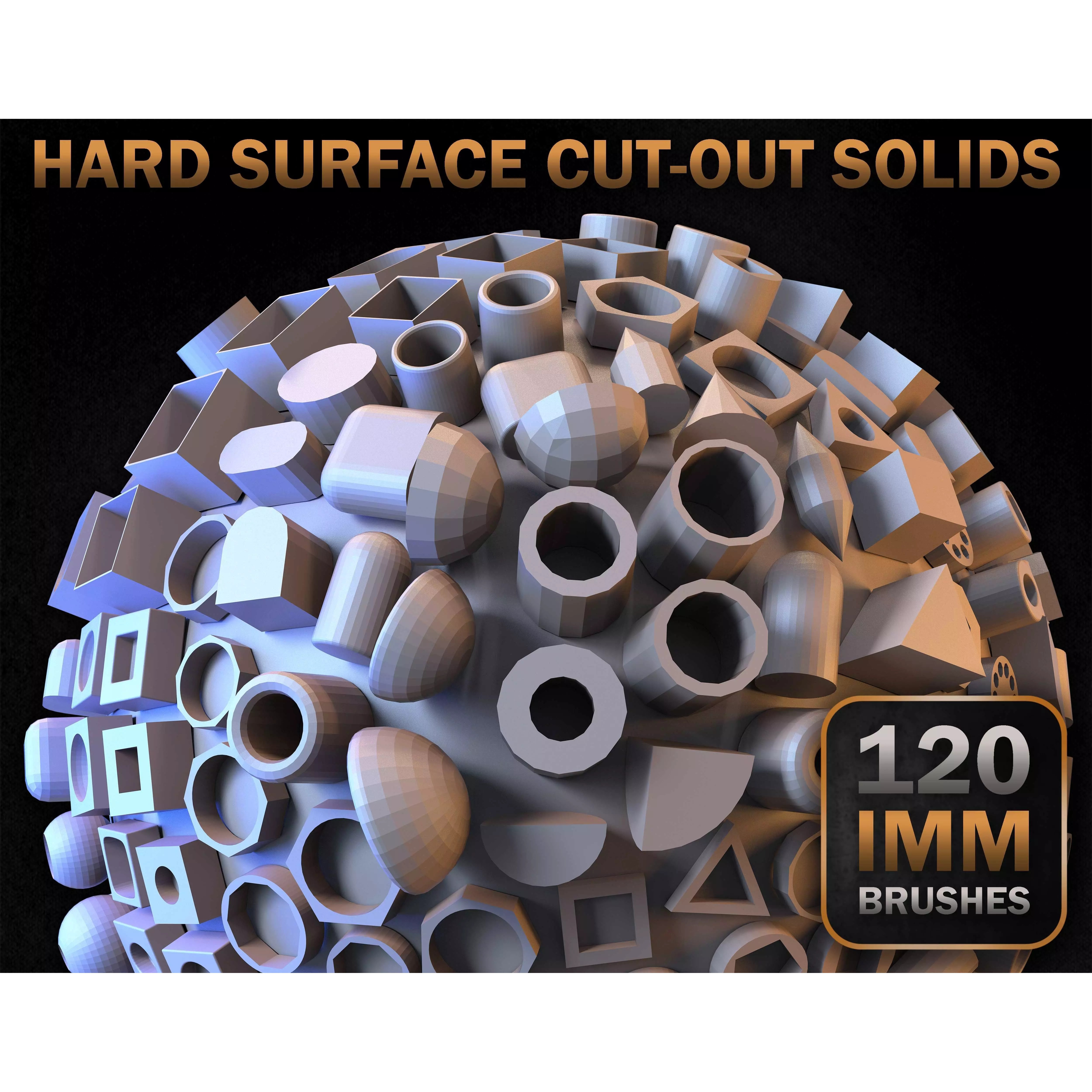 120 Hard Surface IMM Cut-Out Solids - Low-Poly 3D Model - View 27
