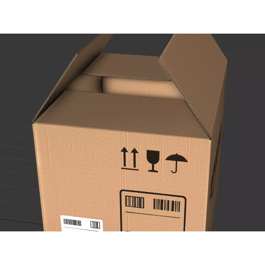 Carton Box 3D Model – Low Poly Rigged Animation with PBR Textures - View 13