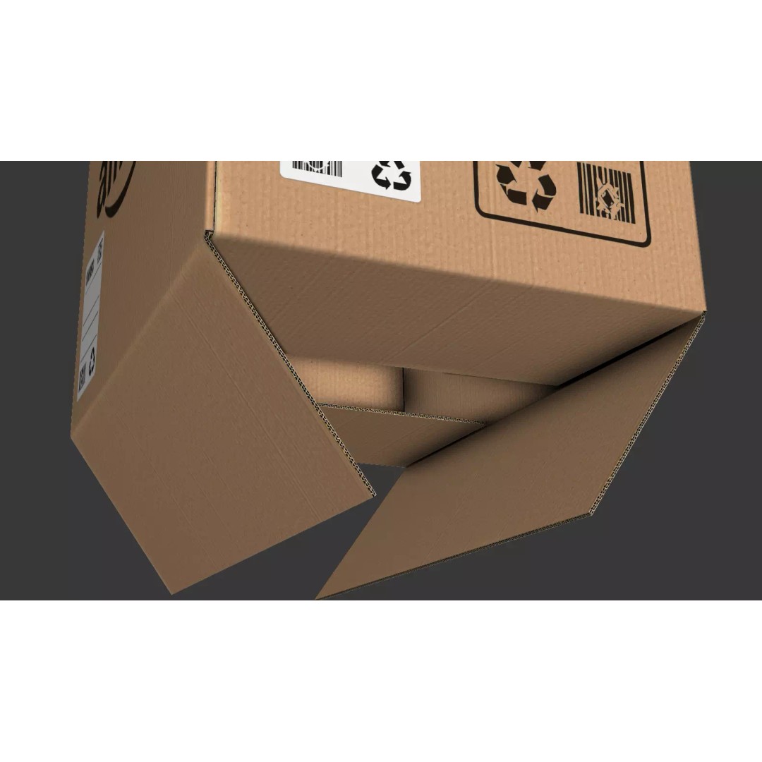 Carton Box 3D Model – Low Poly Rigged Animation with PBR Textures - View 18