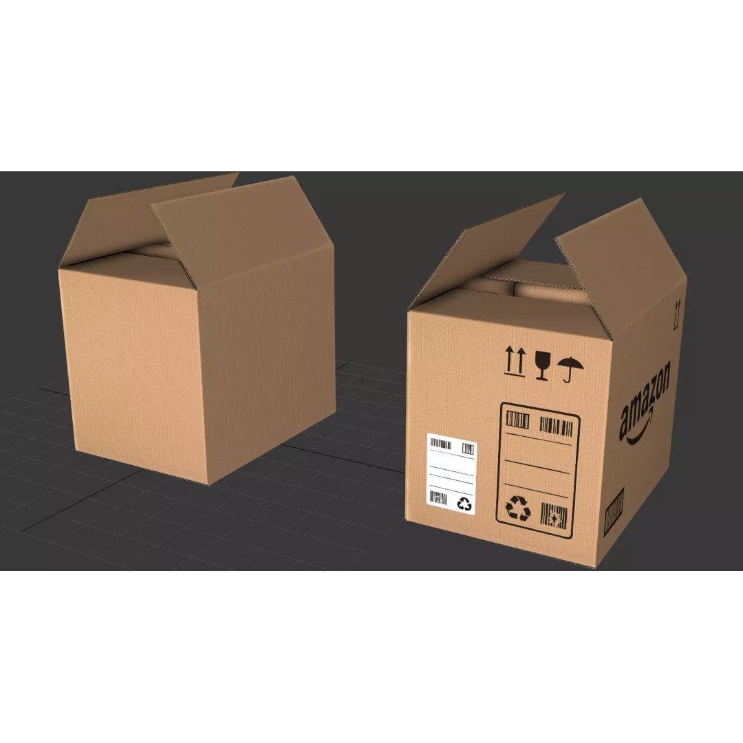 Carton Box 3D Model – Low Poly Rigged Animation with PBR Textures - View 6