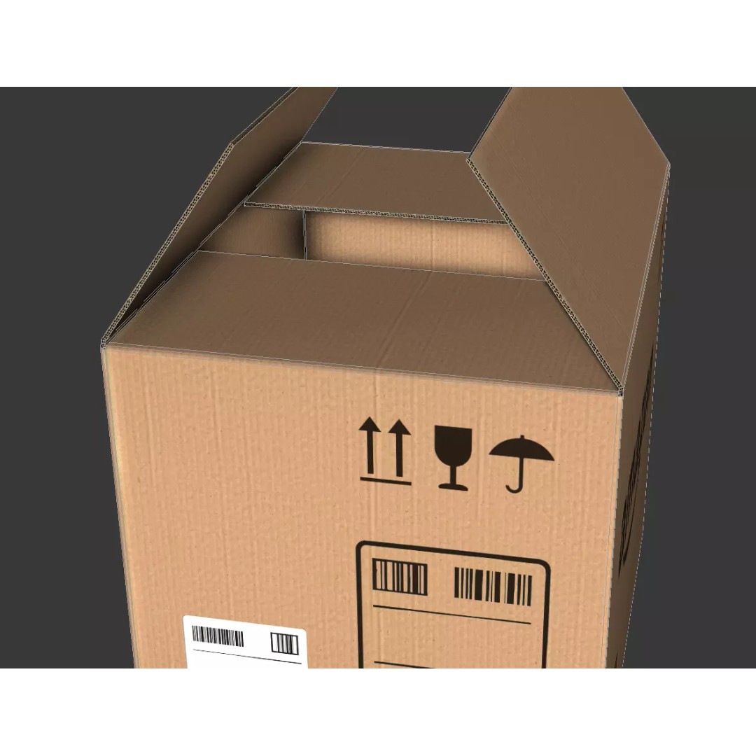 Carton Box 3D Model – Low Poly Rigged Animation with PBR Textures - View 7