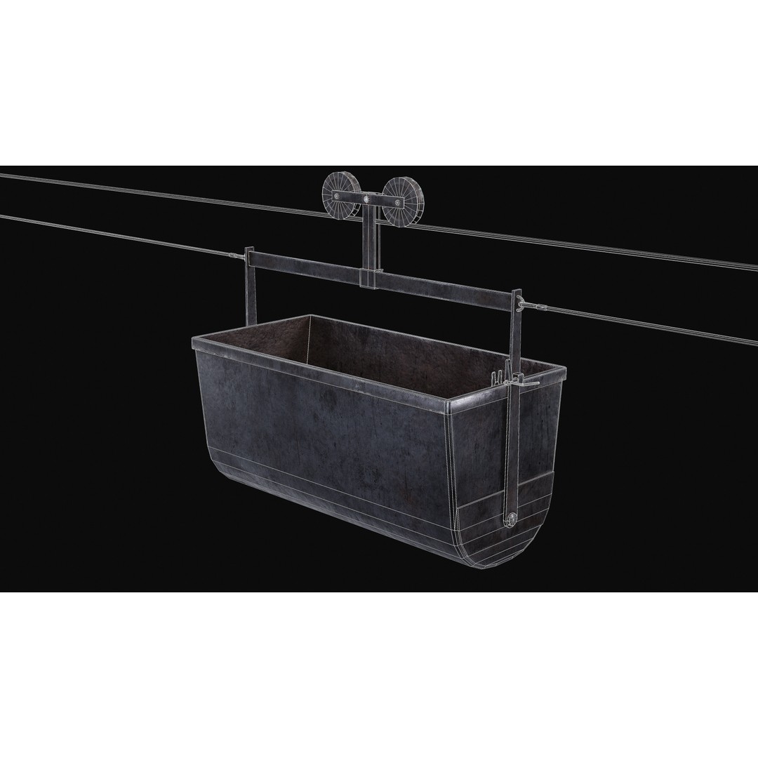 Mine Large Hanging Cart 3D Model – Low Poly Industrial Asset, FBX