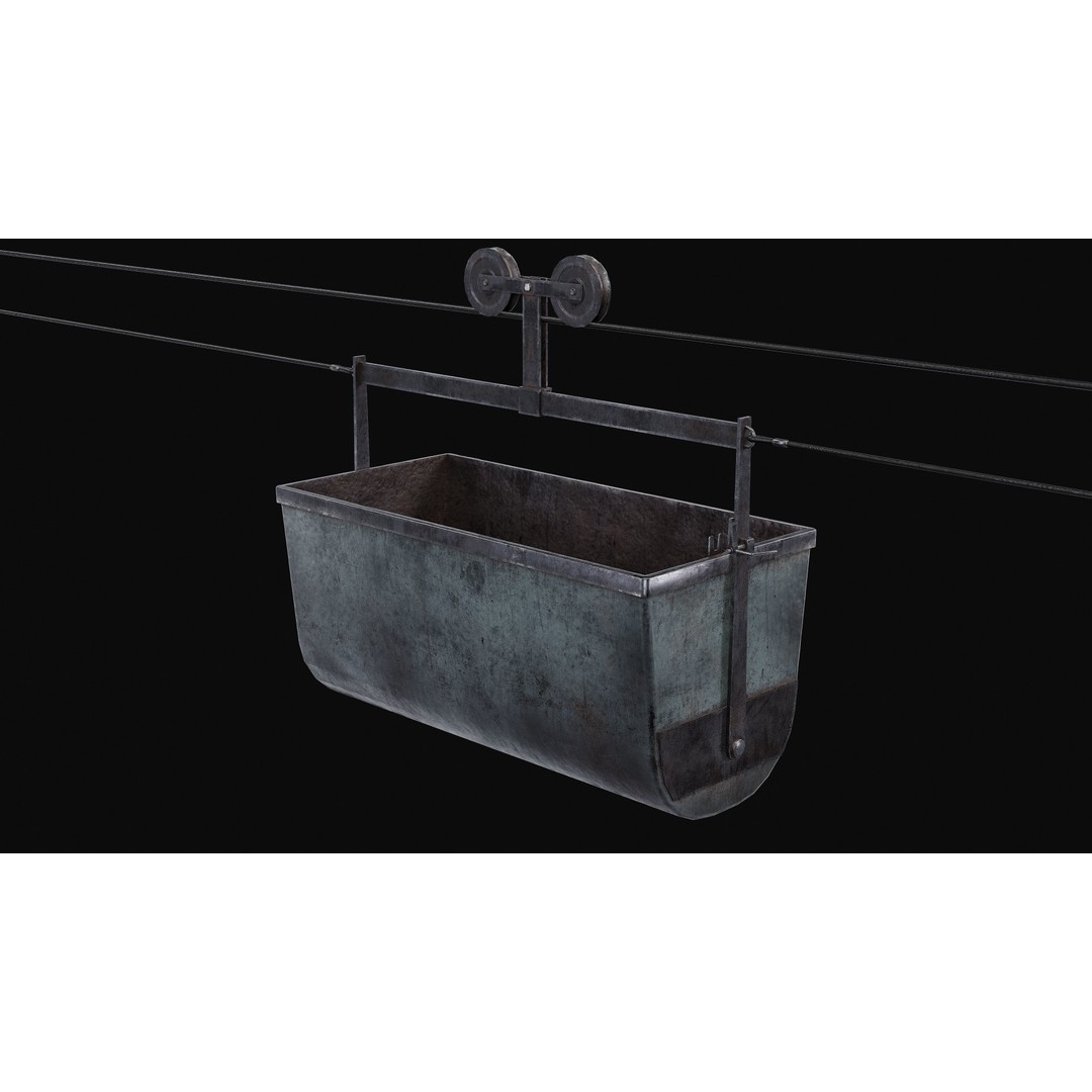 Mine Large Hanging Cart 3D Model – Low Poly Industrial Asset, FBX - View 10
