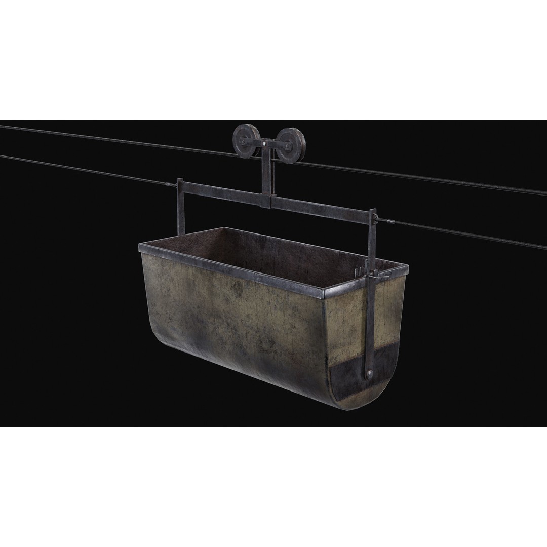 Mine Large Hanging Cart 3D Model – Low Poly Industrial Asset, FBX - View 12