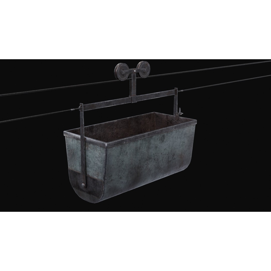 Mine Large Hanging Cart 3D Model – Low Poly Industrial Asset, FBX - View 5