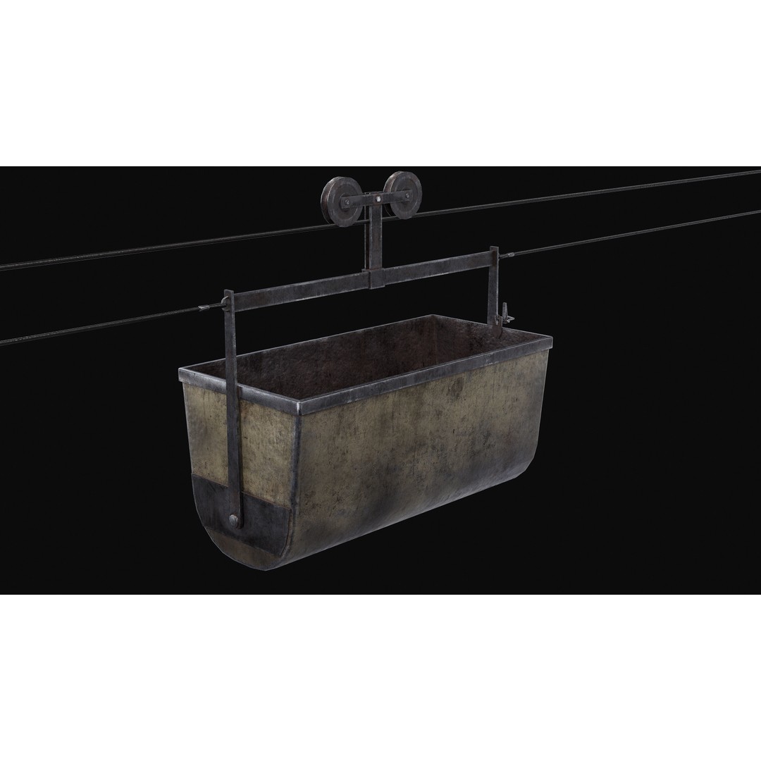 Mine Large Hanging Cart 3D Model – Low Poly Industrial Asset, FBX - View 7