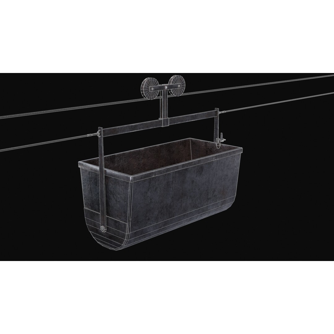Mine Large Hanging Cart 3D Model – Low Poly Industrial Asset, FBX - View 8