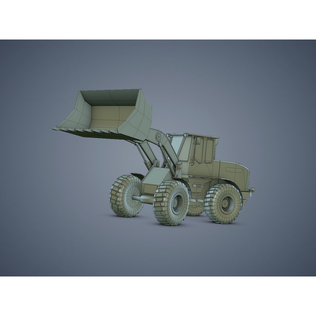 Wheel Loader 3D Model – Rigged Low-Poly Animation Asset, FBX