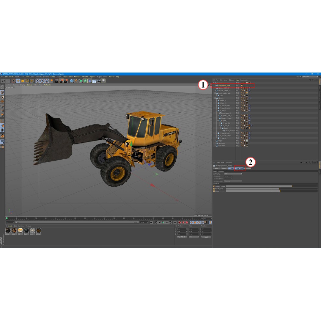 Wheel Loader 3D Model – Rigged Low-Poly Animation Asset, FBX - View 3