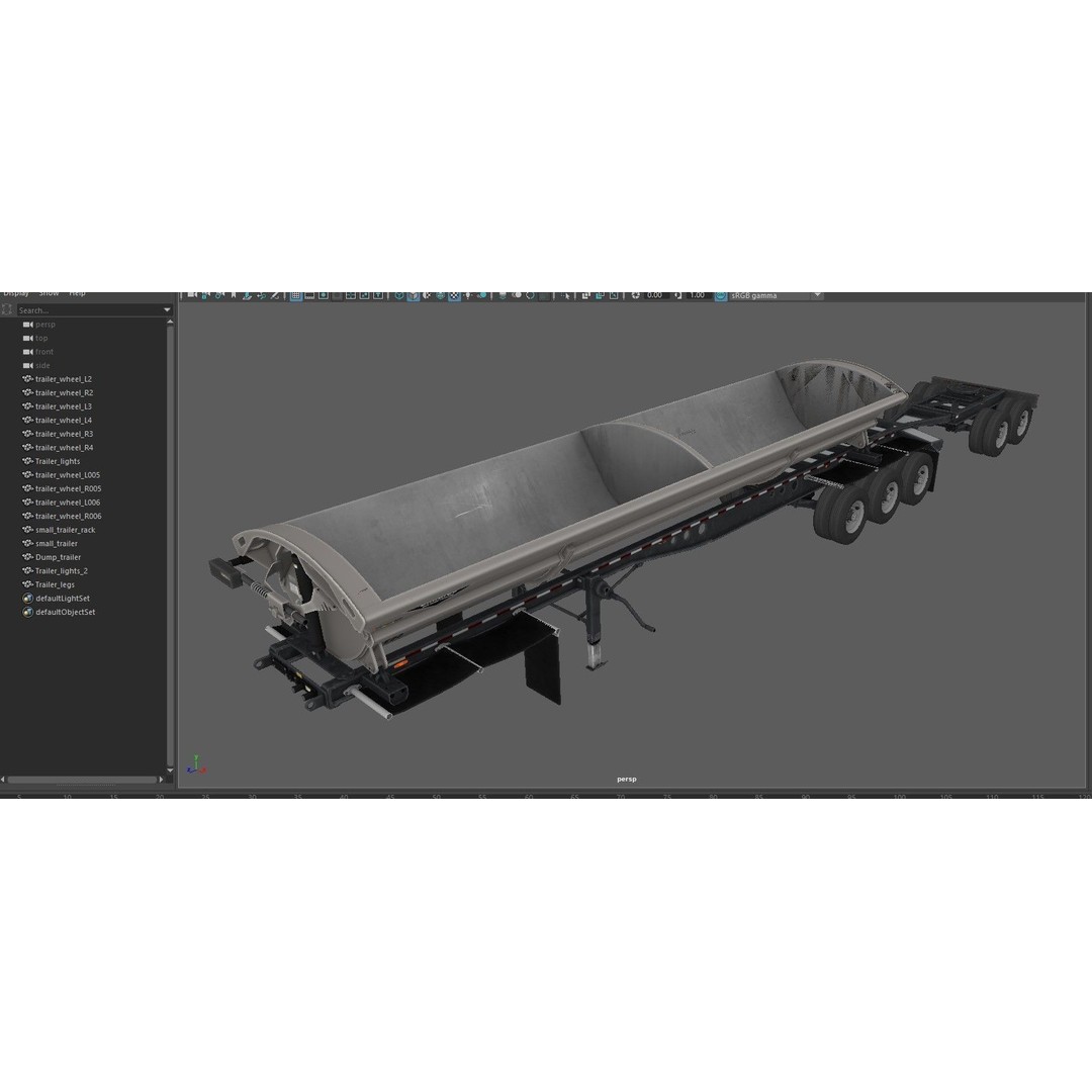 Side Dump Trailer 3D Model – Low Poly Game Ready Asset, FBX