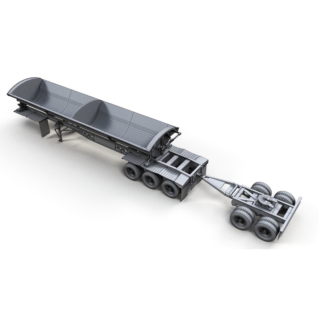 Side Dump Trailer 3D Model – Low Poly Game Ready Asset, FBX - View 12