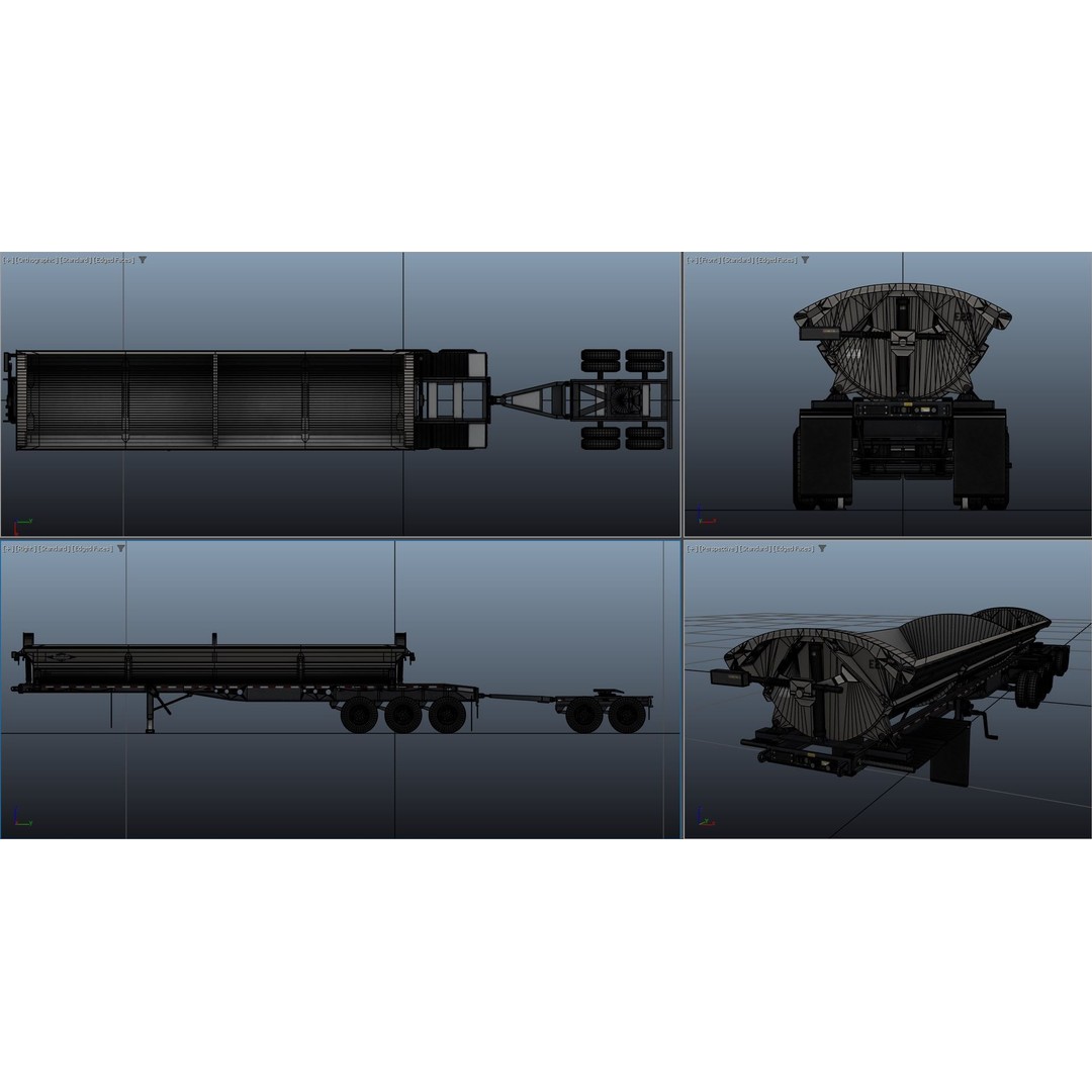 Side Dump Trailer 3D Model – Low Poly Game Ready Asset, FBX - View 15