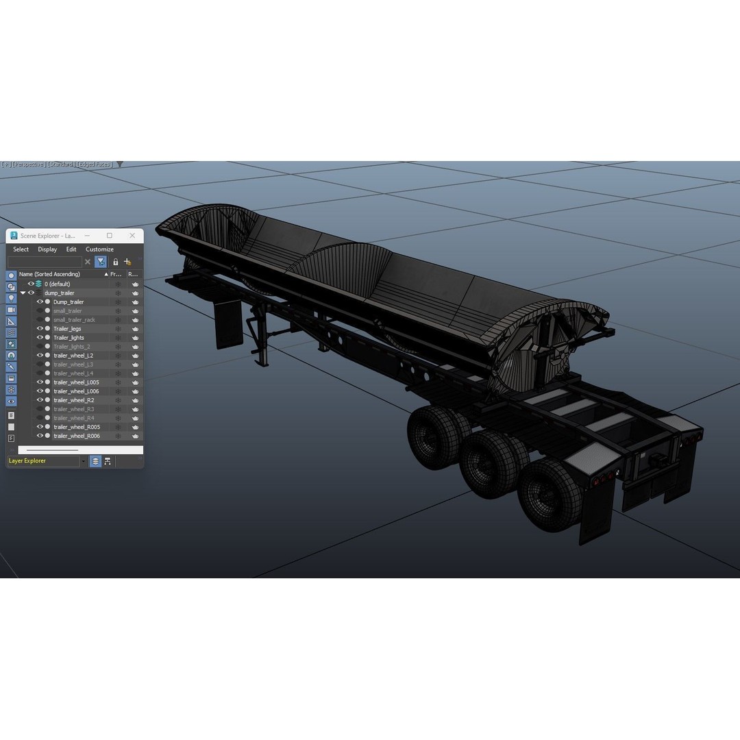 Side Dump Trailer 3D Model – Low Poly Game Ready Asset, FBX - View 16