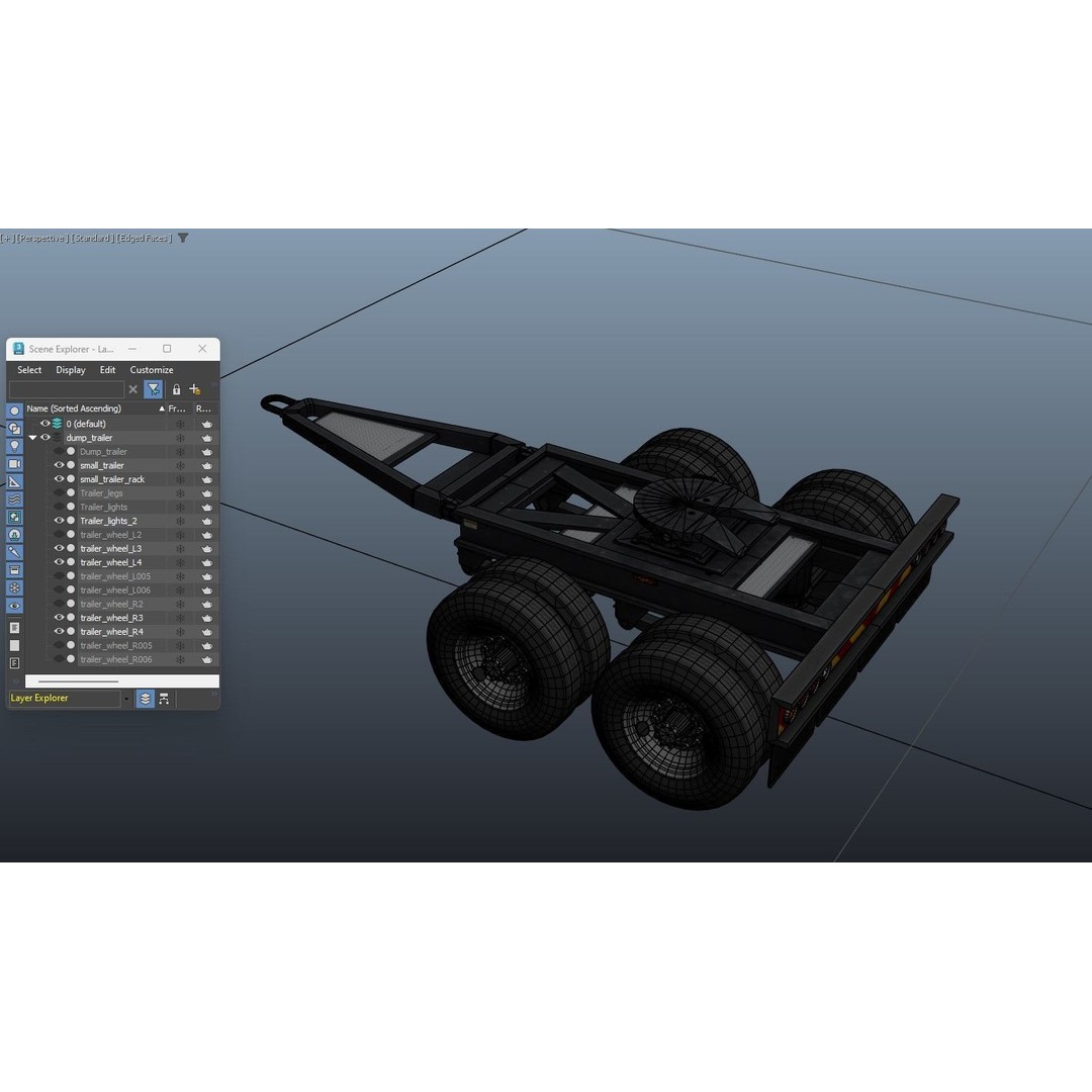 Side Dump Trailer 3D Model – Low Poly Game Ready Asset, FBX - View 18