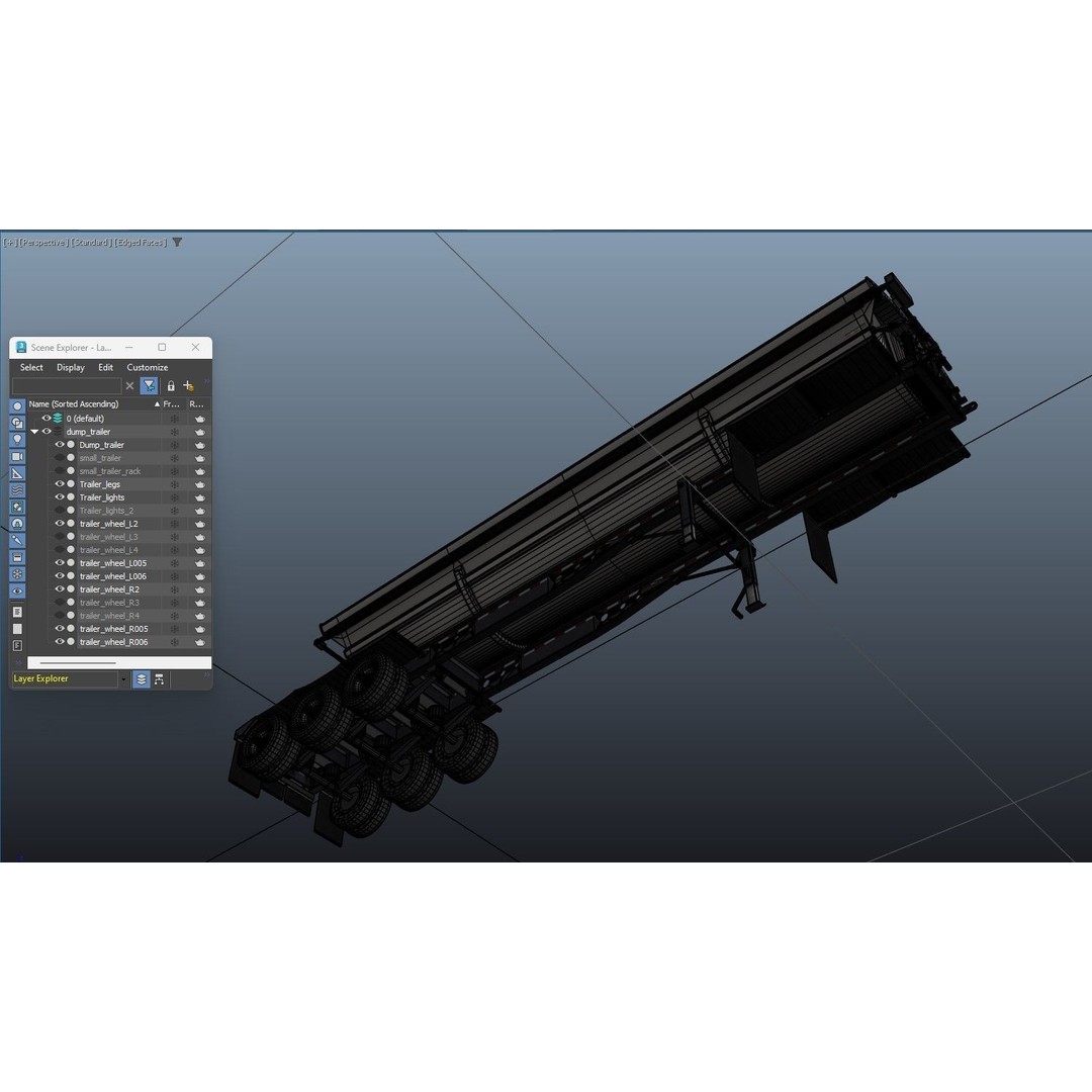 Side Dump Trailer 3D Model – Low Poly Game Ready Asset, FBX - View 19