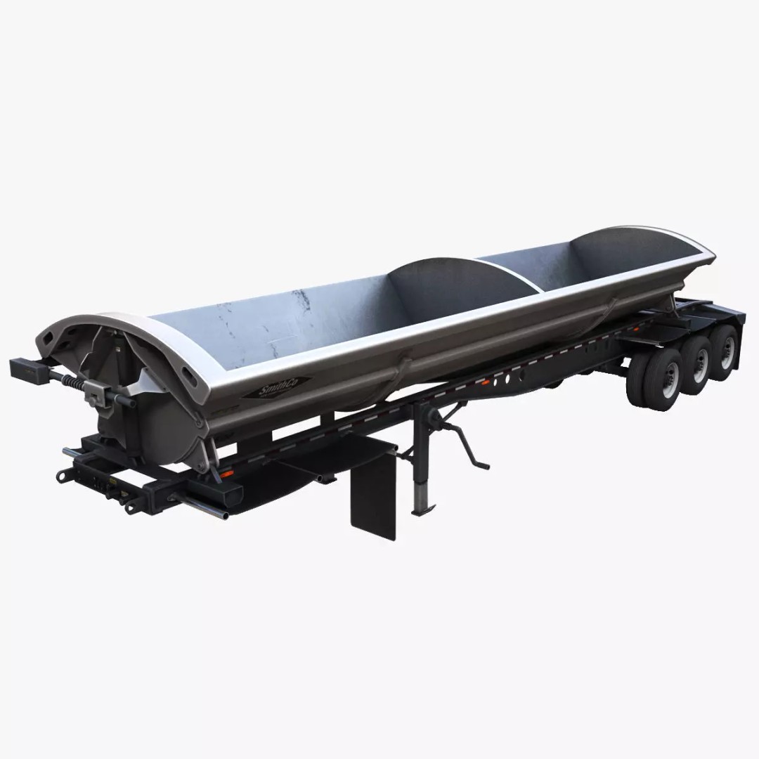 Side Dump Trailer 3D Model – Low Poly Game Ready Asset, FBX - View 2