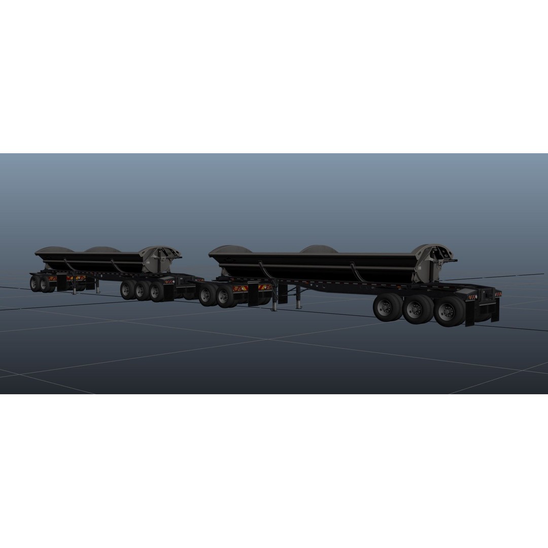 Side Dump Trailer 3D Model – Low Poly Game Ready Asset, FBX - View 20