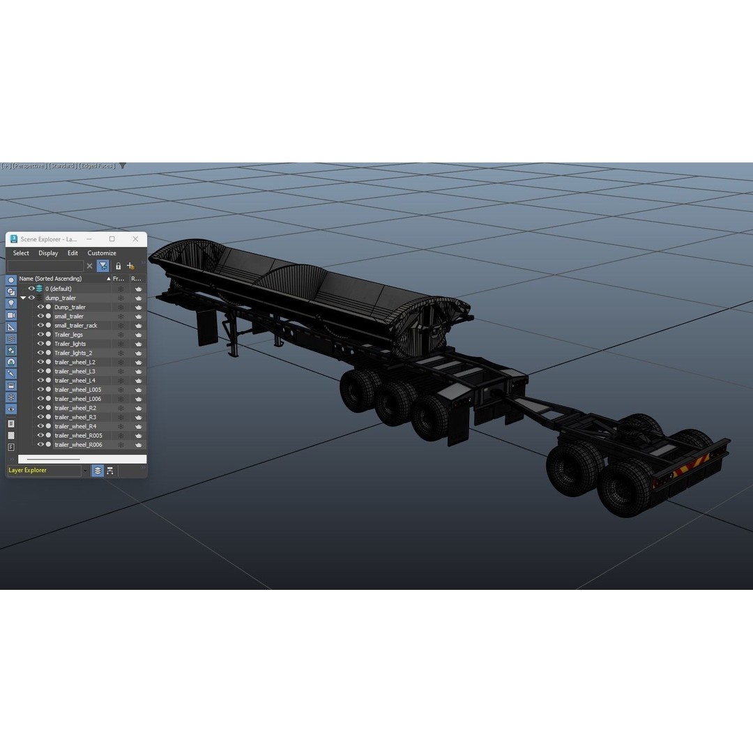 Side Dump Trailer 3D Model – Low Poly Game Ready Asset, FBX - View 21