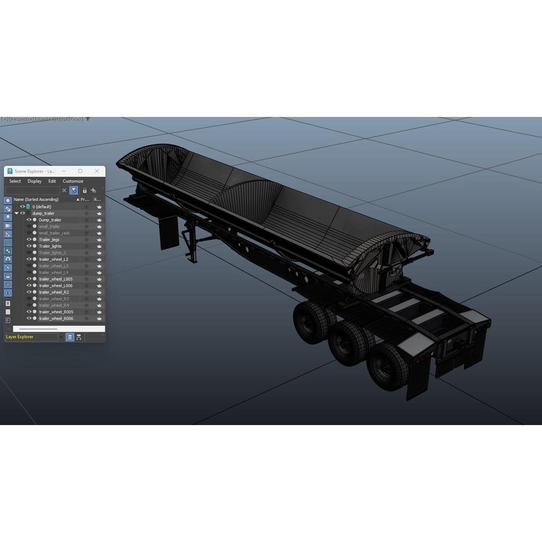 Side Dump Trailer 3D Model – Low Poly Game Ready Asset, FBX - View 23