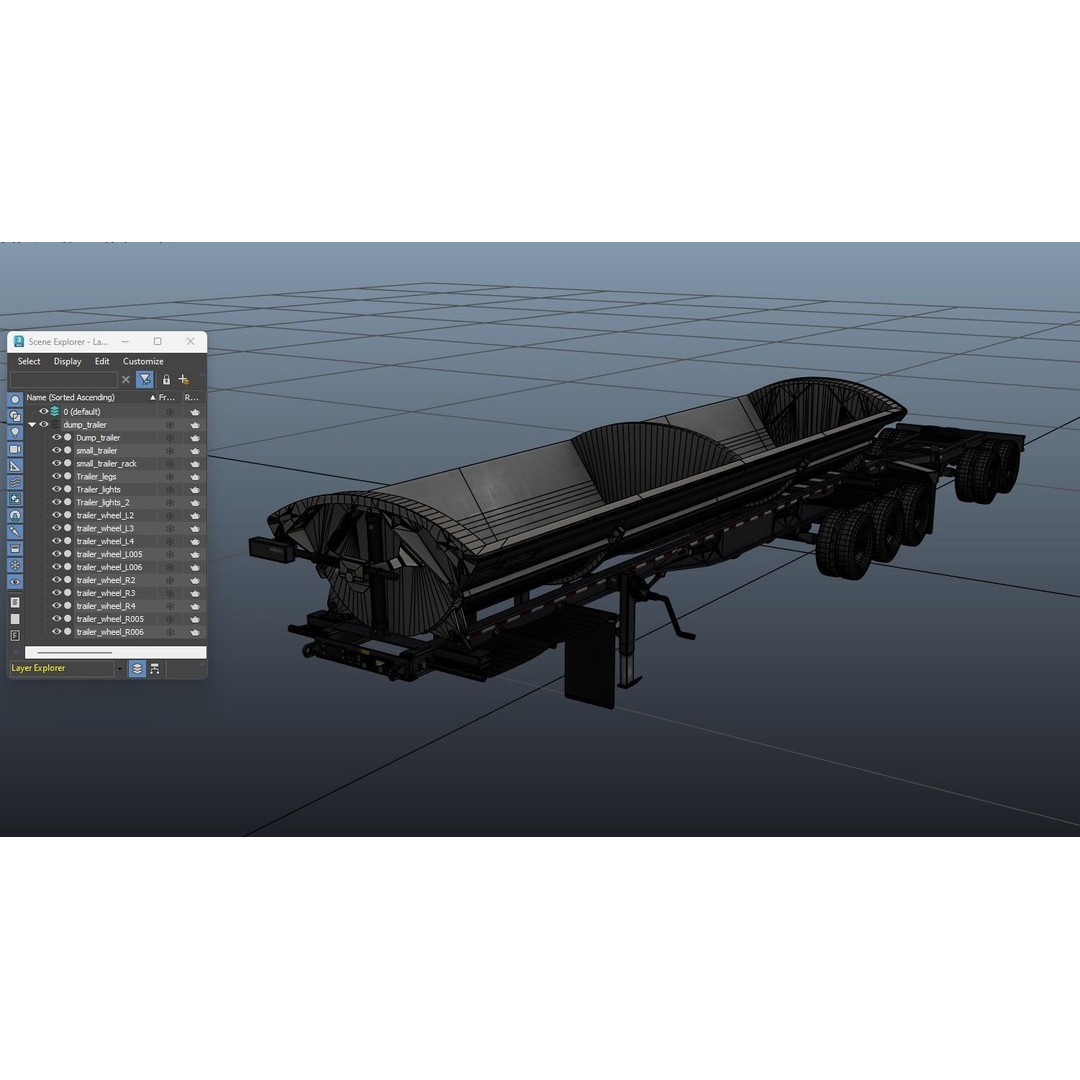 Side Dump Trailer 3D Model – Low Poly Game Ready Asset, FBX - View 24