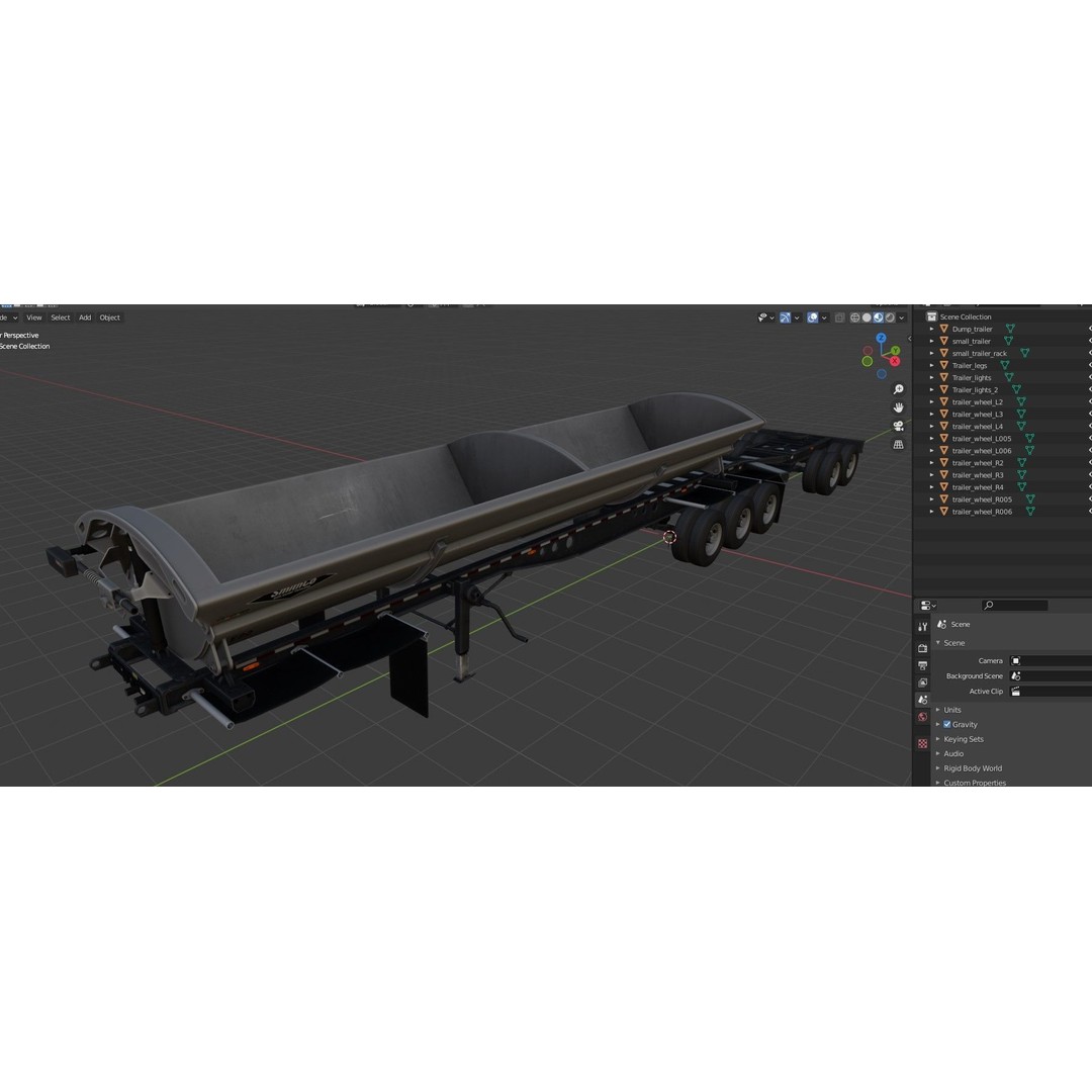 Side Dump Trailer 3D Model – Low Poly Game Ready Asset, FBX - View 25