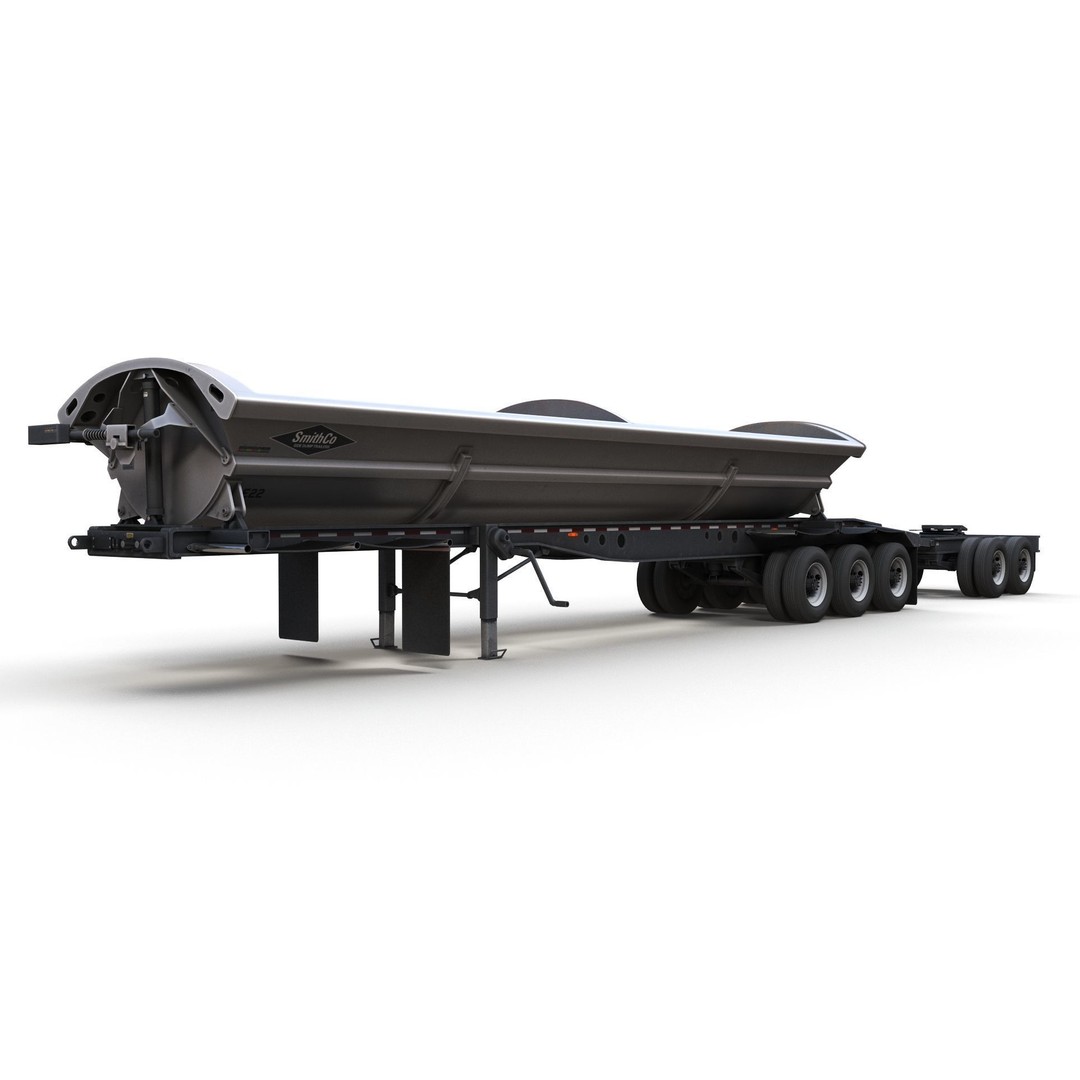 Side Dump Trailer 3D Model – Low Poly Game Ready Asset, FBX - View 3