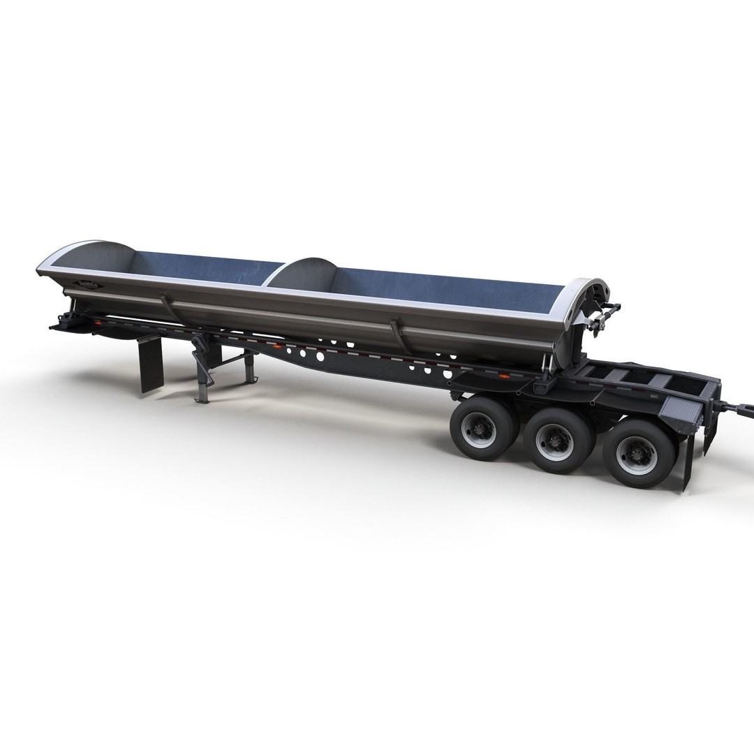 Side Dump Trailer 3D Model – Low Poly Game Ready Asset, FBX - View 4