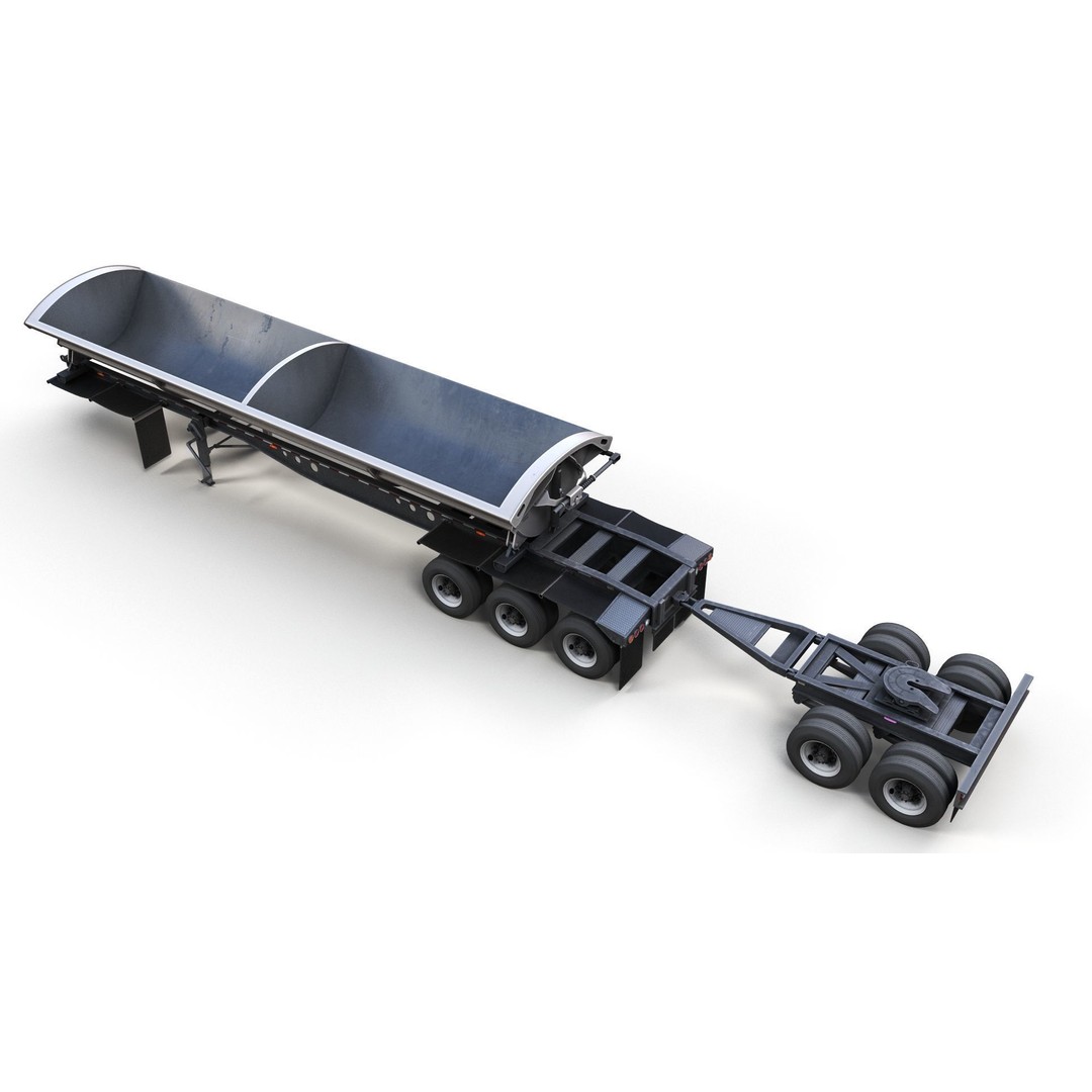 Side Dump Trailer 3D Model – Low Poly Game Ready Asset, FBX - View 6